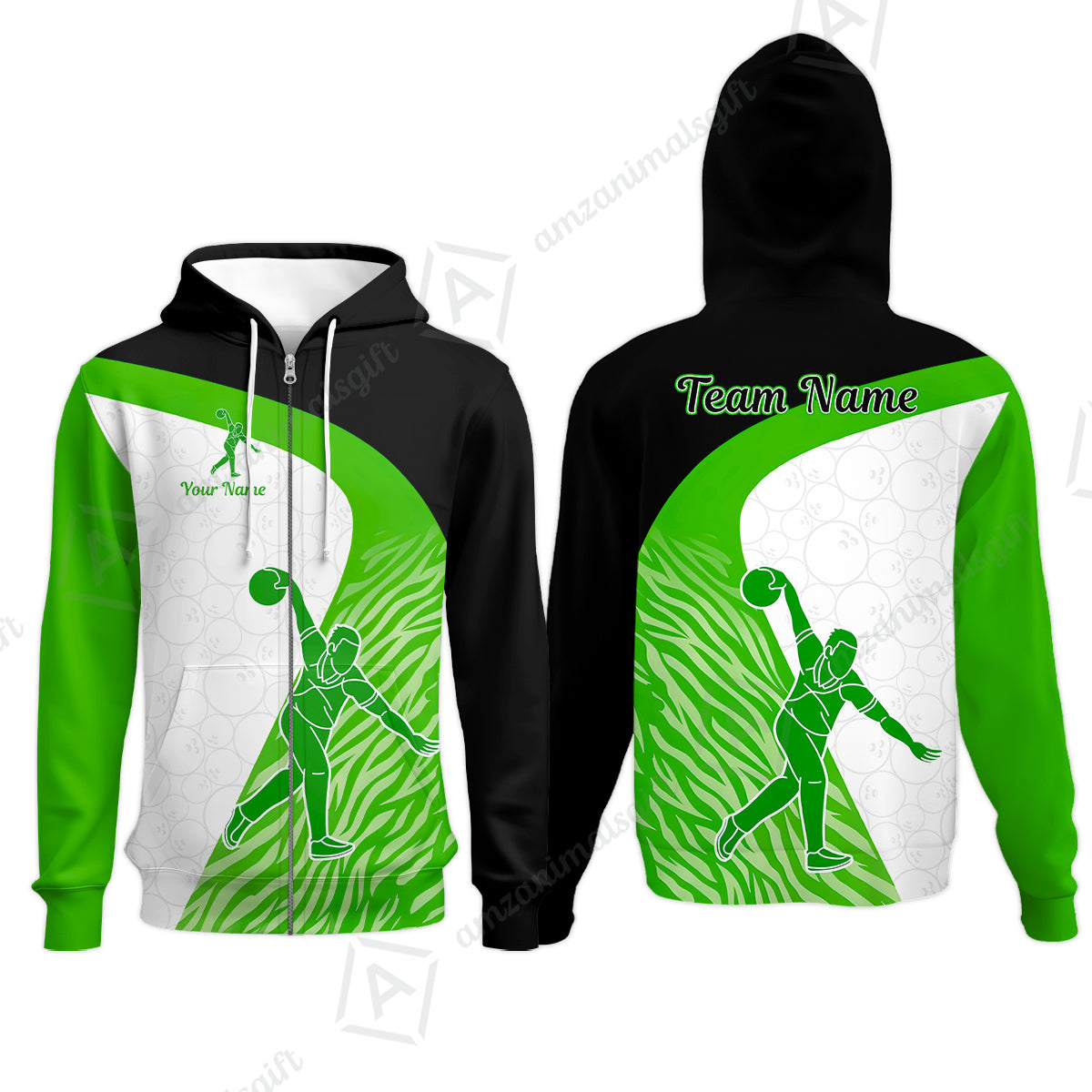 Zip Hoodie||Green