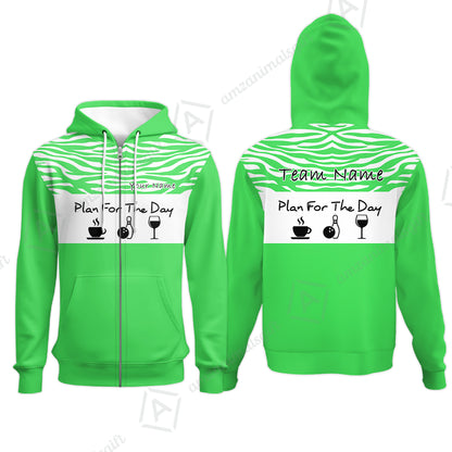 Custom Bowling Jersey Polo Shirt, Plan For The Day Zebra Pattern, Custom Bowling Jersey Team Shirt For Players With Name & Team Name