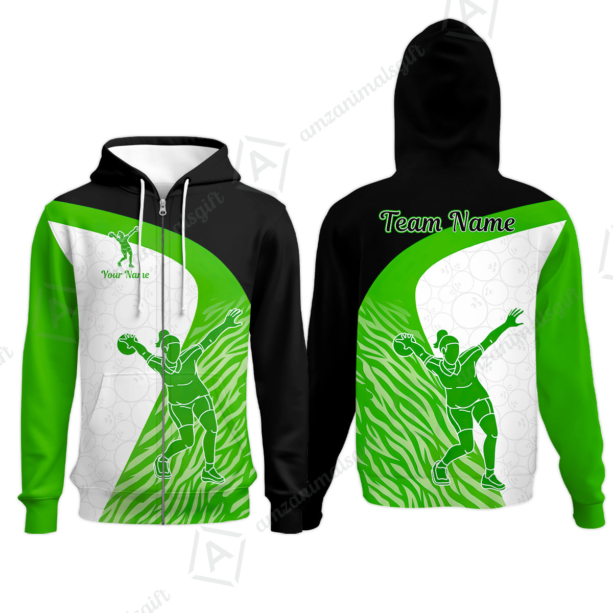 Zip Hoodie||Green