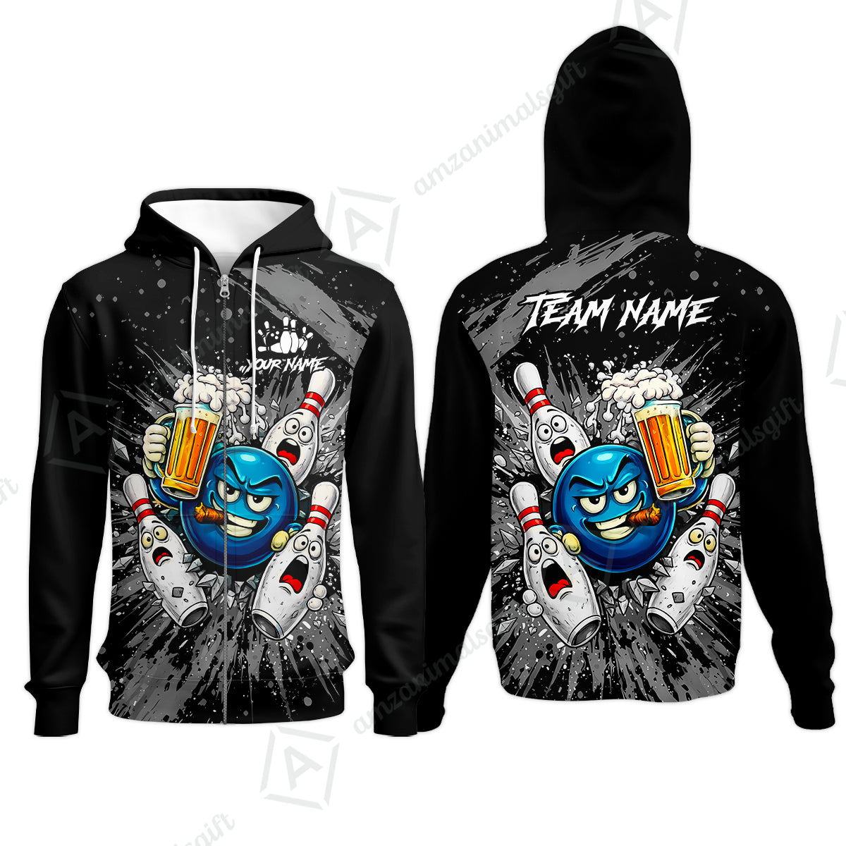 Zip Hoodie||Grey