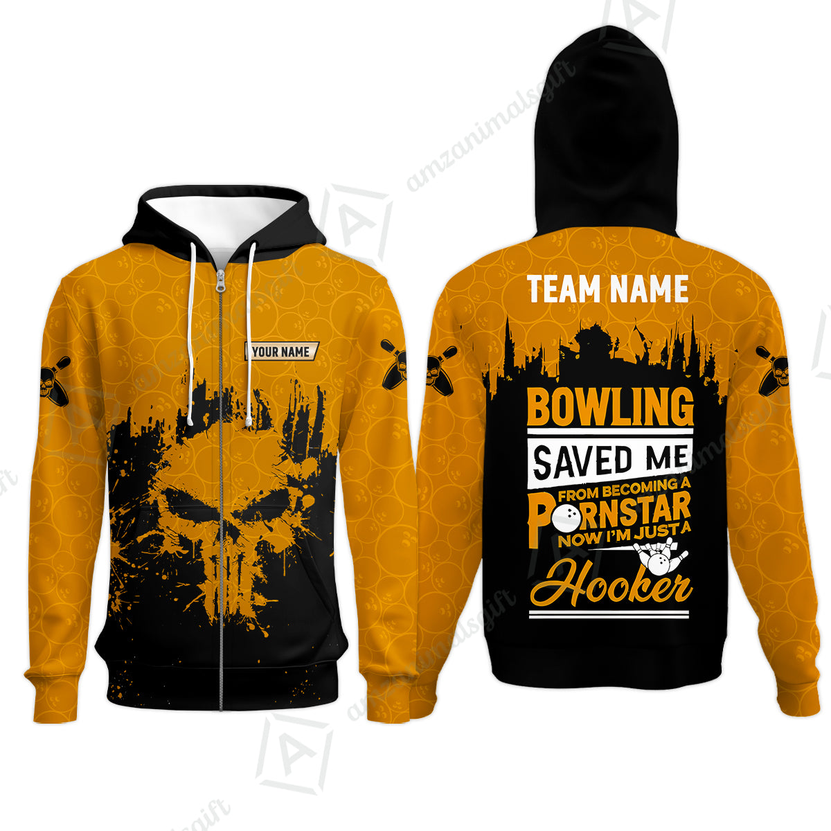 Zip Hoodie||Orange