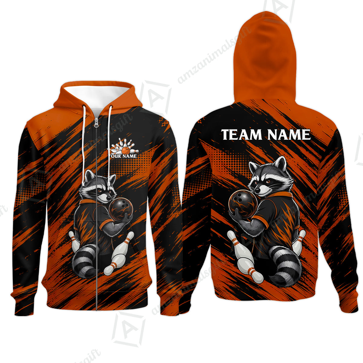 Zip Hoodie||Orange