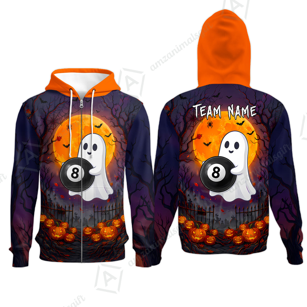 Zip Hoodie||Orange