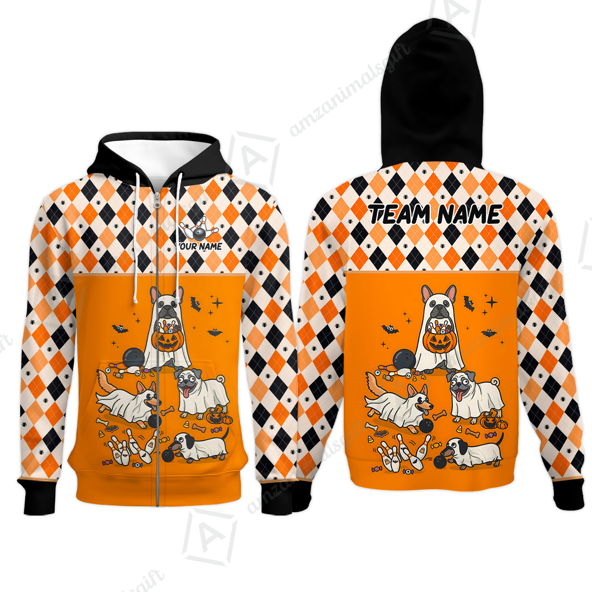 Zip Hoodie||Orange