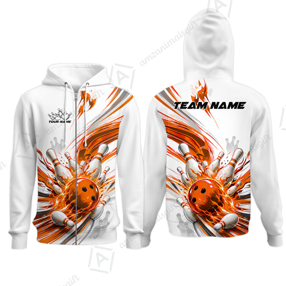 Zip Hoodie||Orange