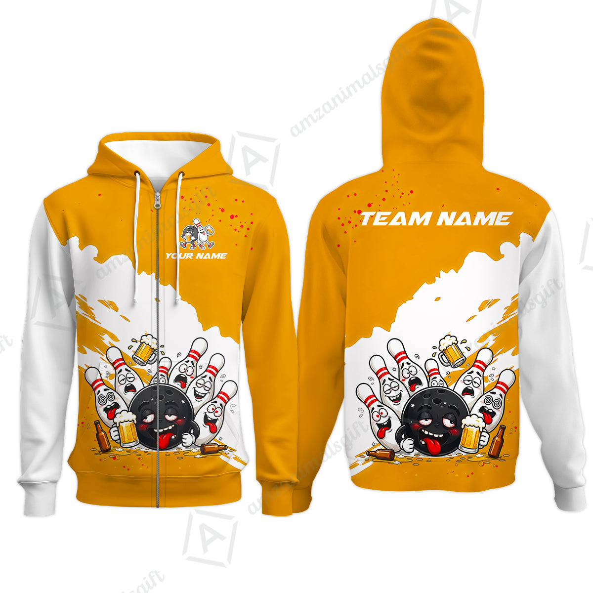Zip Hoodie||Orange