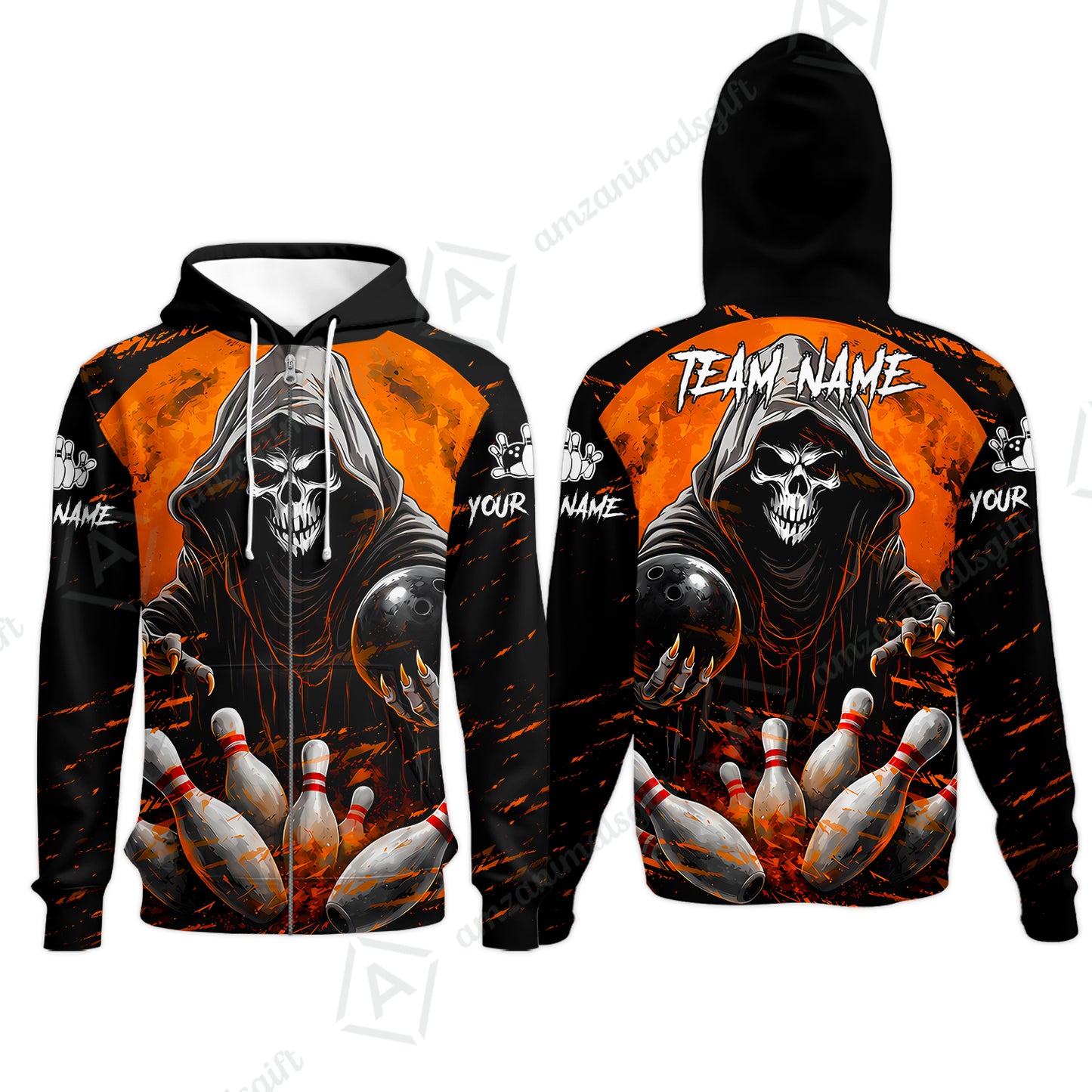 Zip Hoodie||Orange