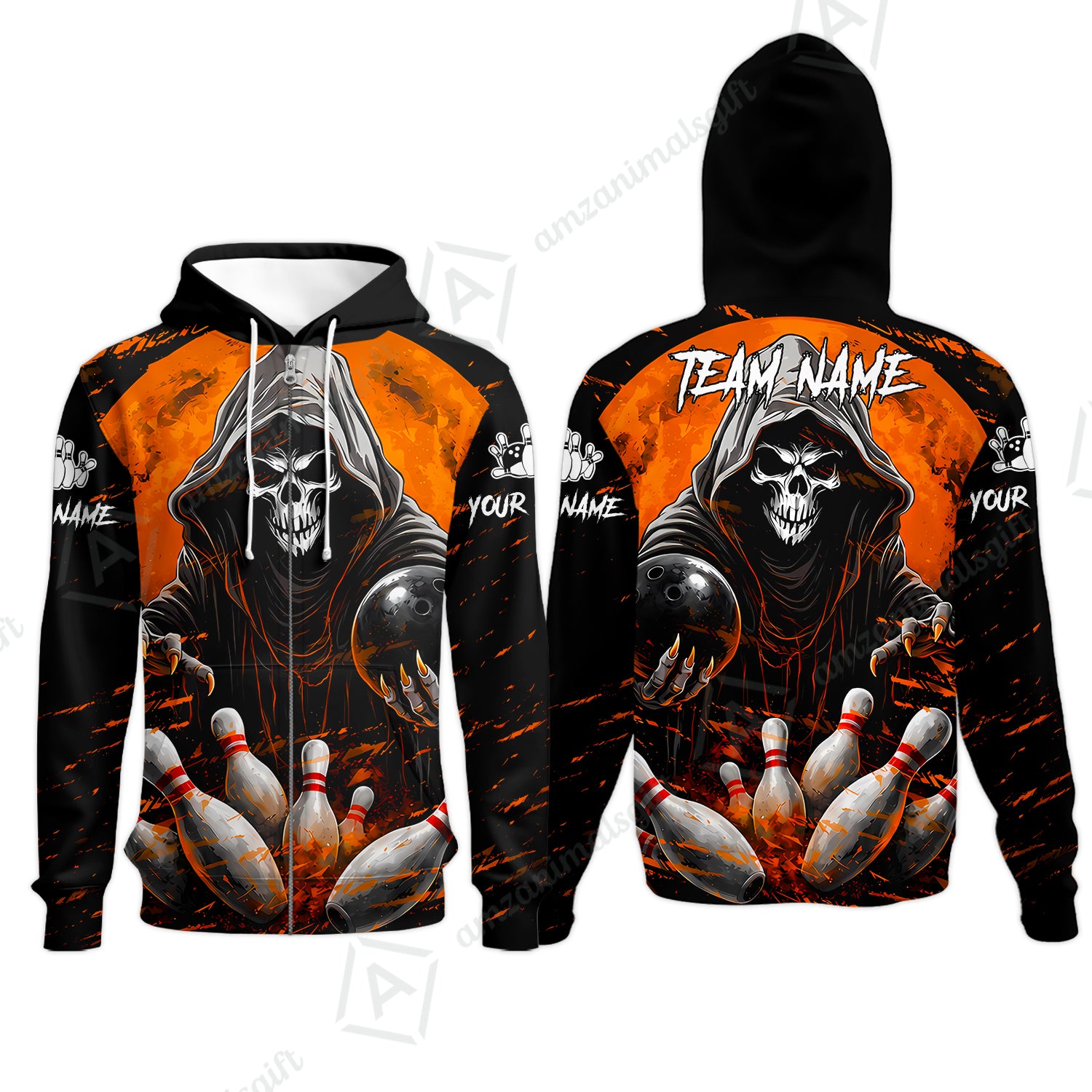 Zip Hoodie||Orange