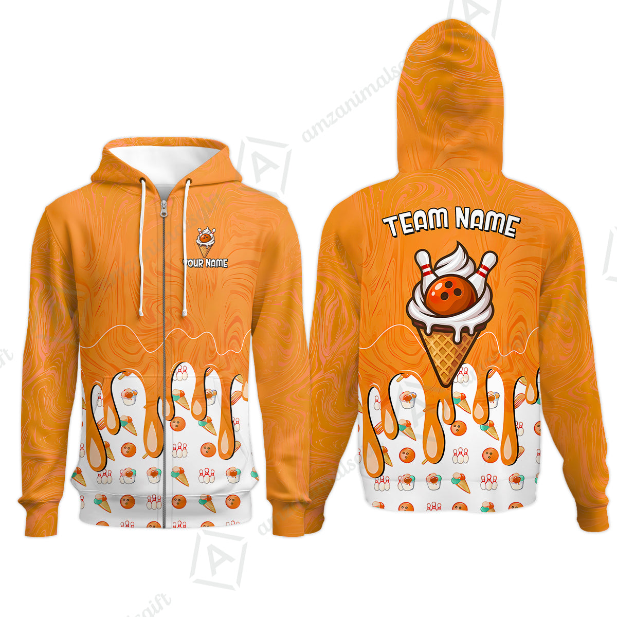 Zip Hoodie||Orange