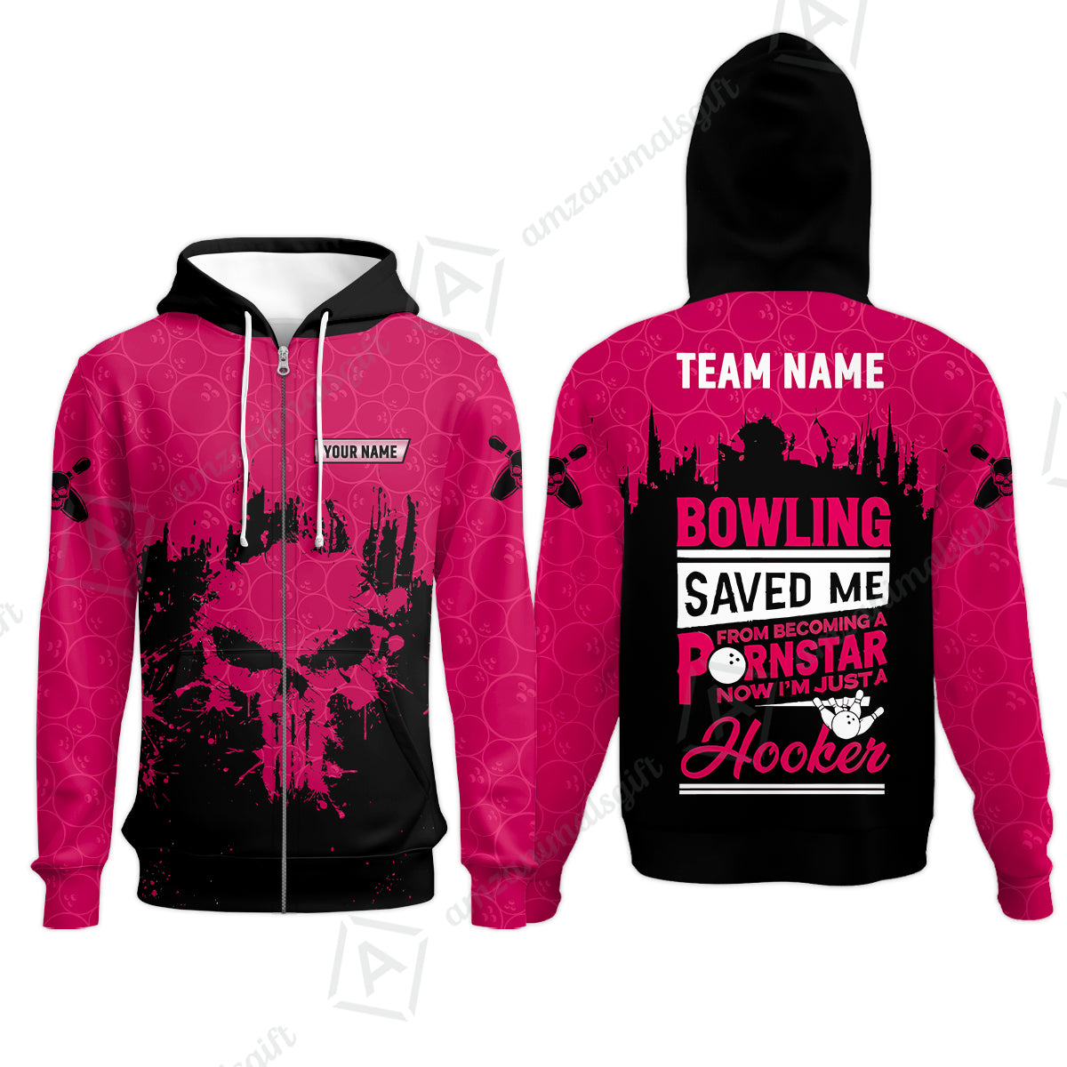 Zip Hoodie||Pink