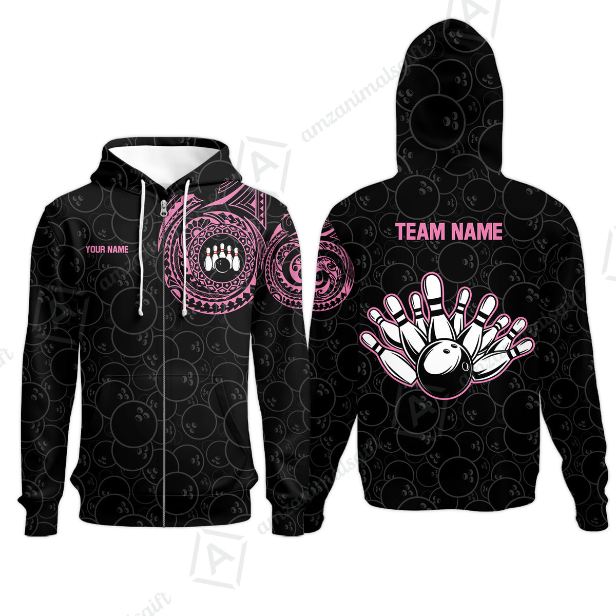 Zip Hoodie||Pink