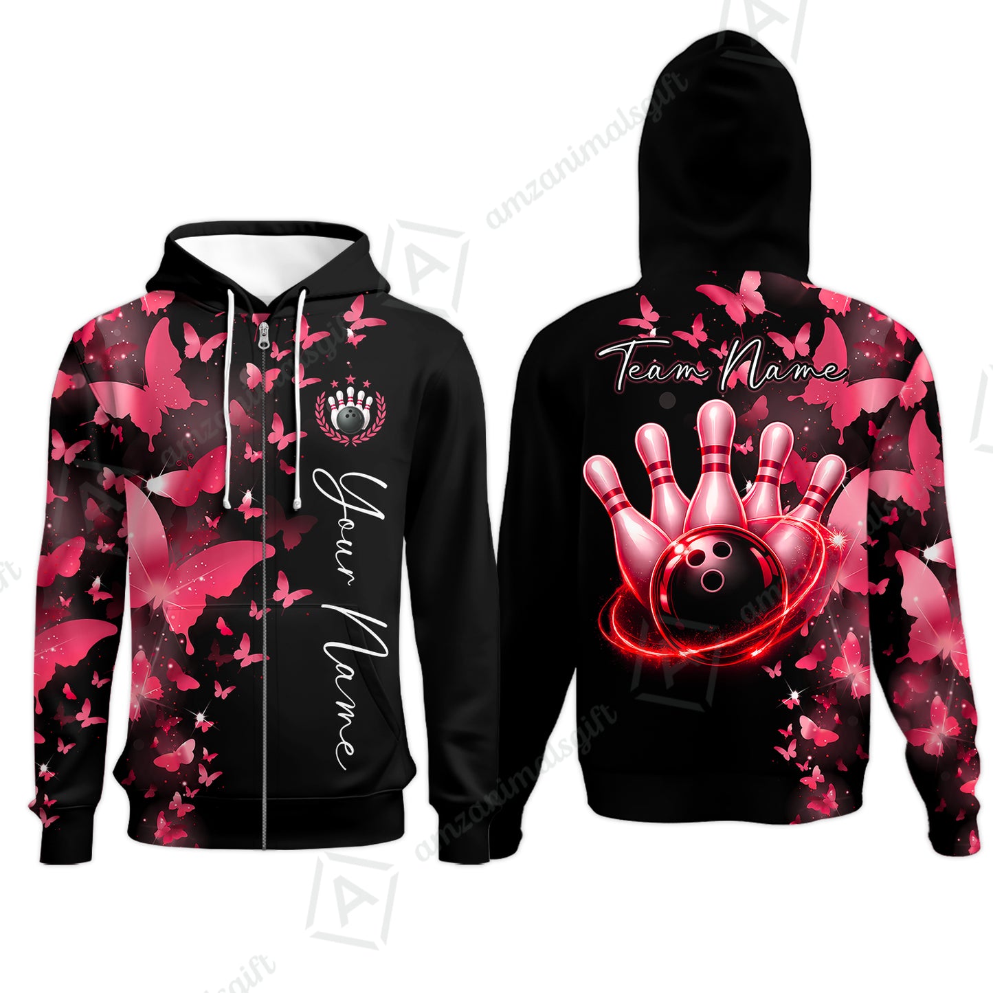 Zip Hoodie||Pink
