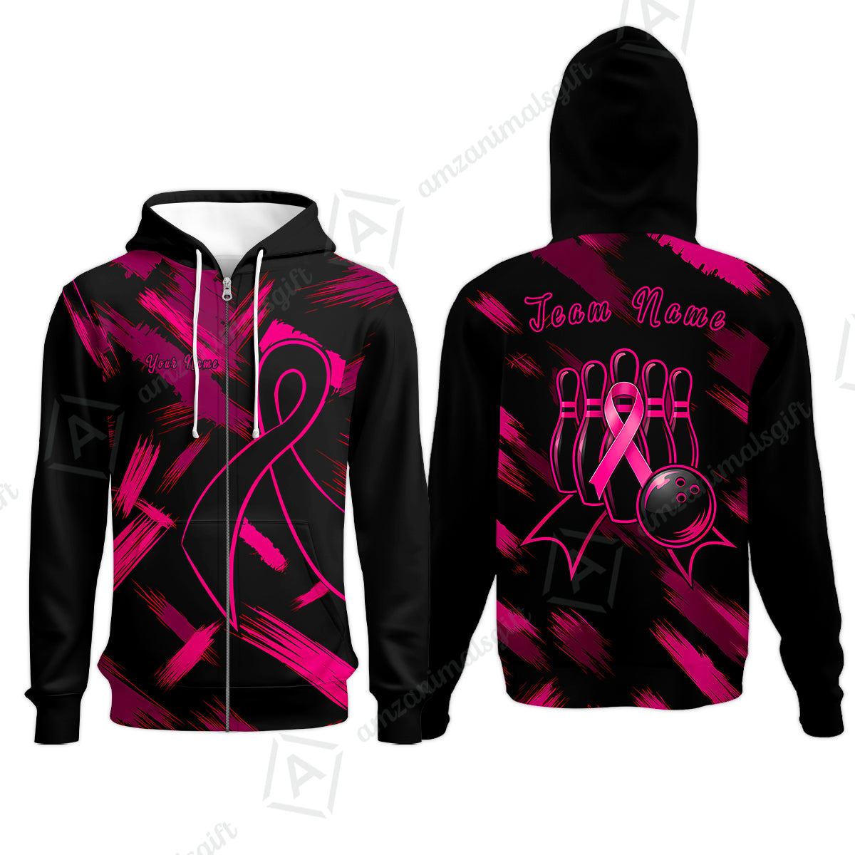 Zip Hoodie||Pink