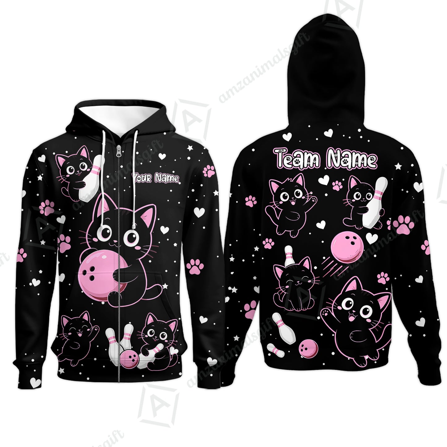 Zip Hoodie||Pink