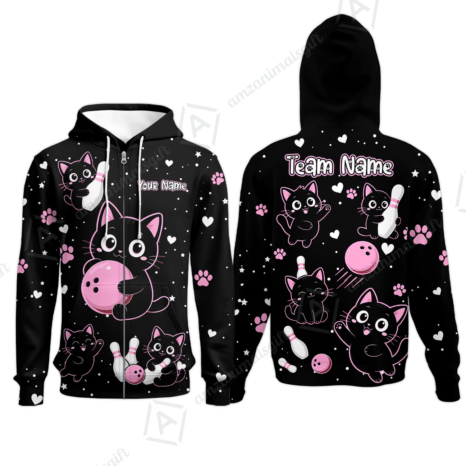 Zip Hoodie||Pink