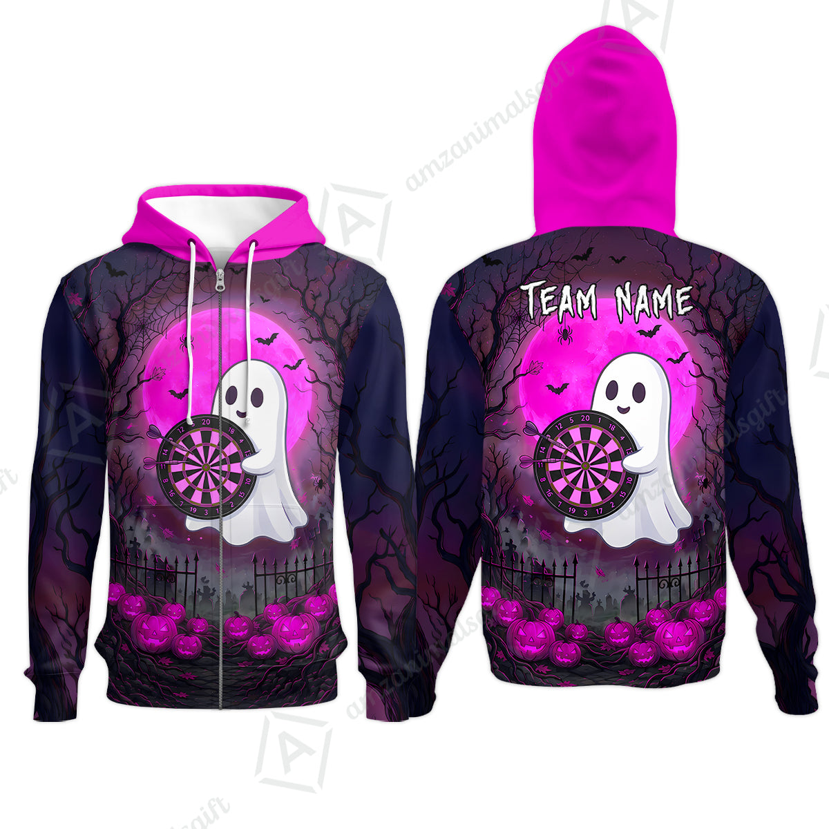 Zip Hoodie||Pink