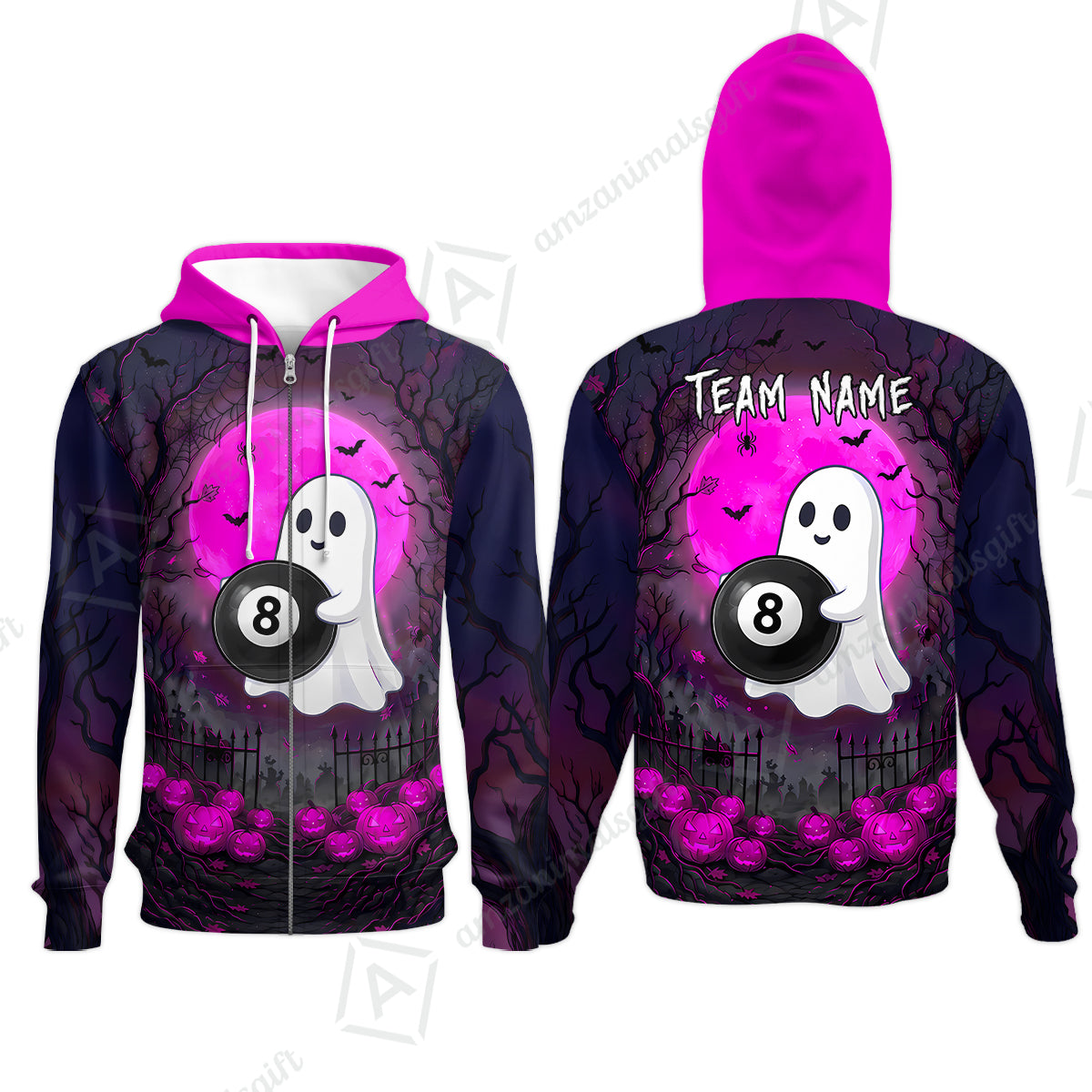 Zip Hoodie||Pink
