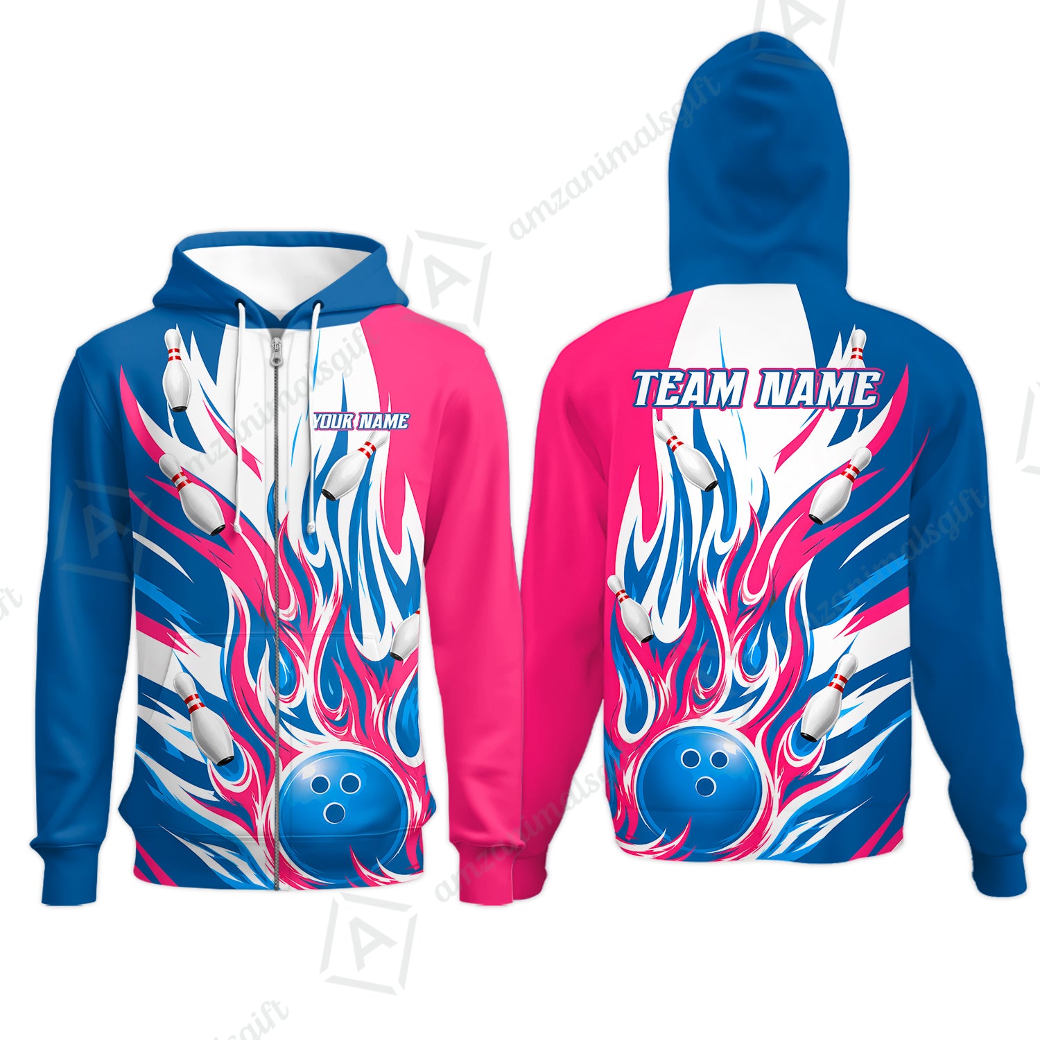Zip Hoodie||Pink Cyan