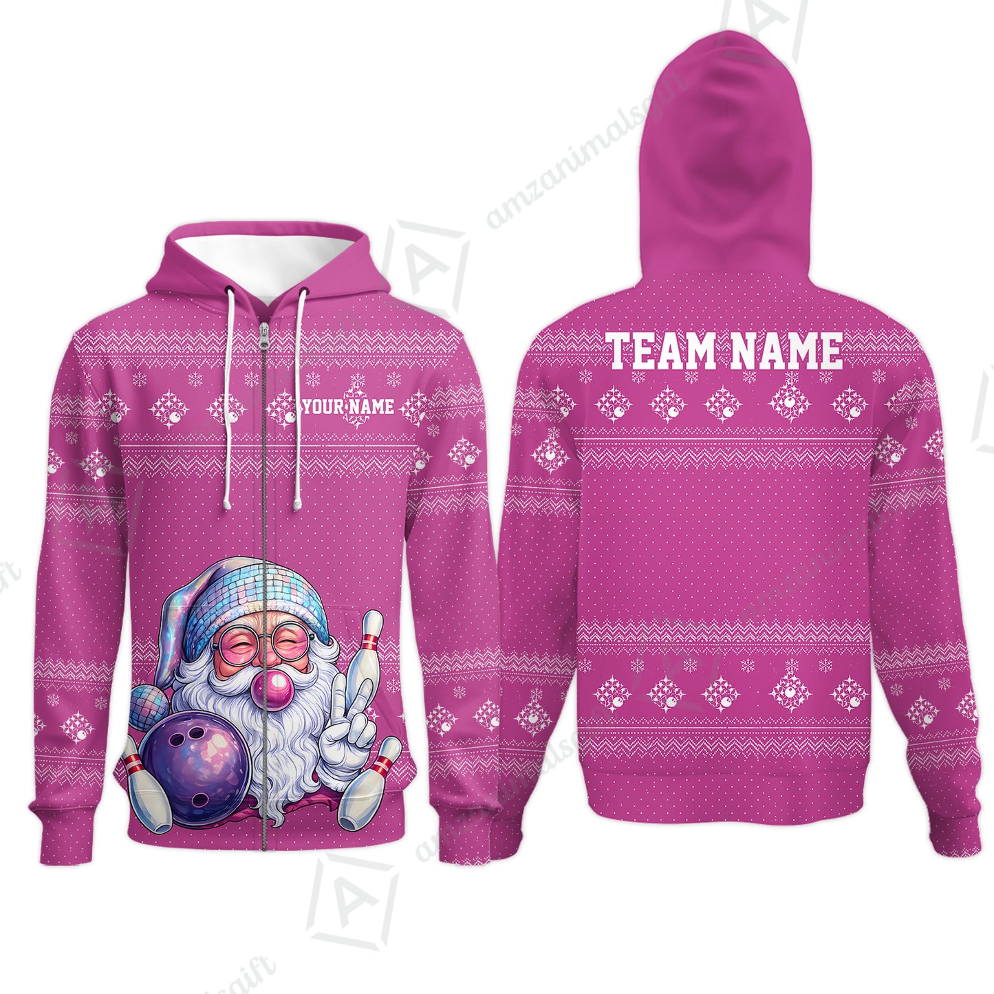 Zip Hoodie||Pink
