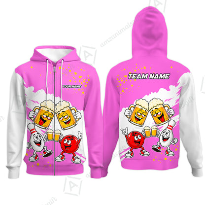 Zip Hoodie||Pink