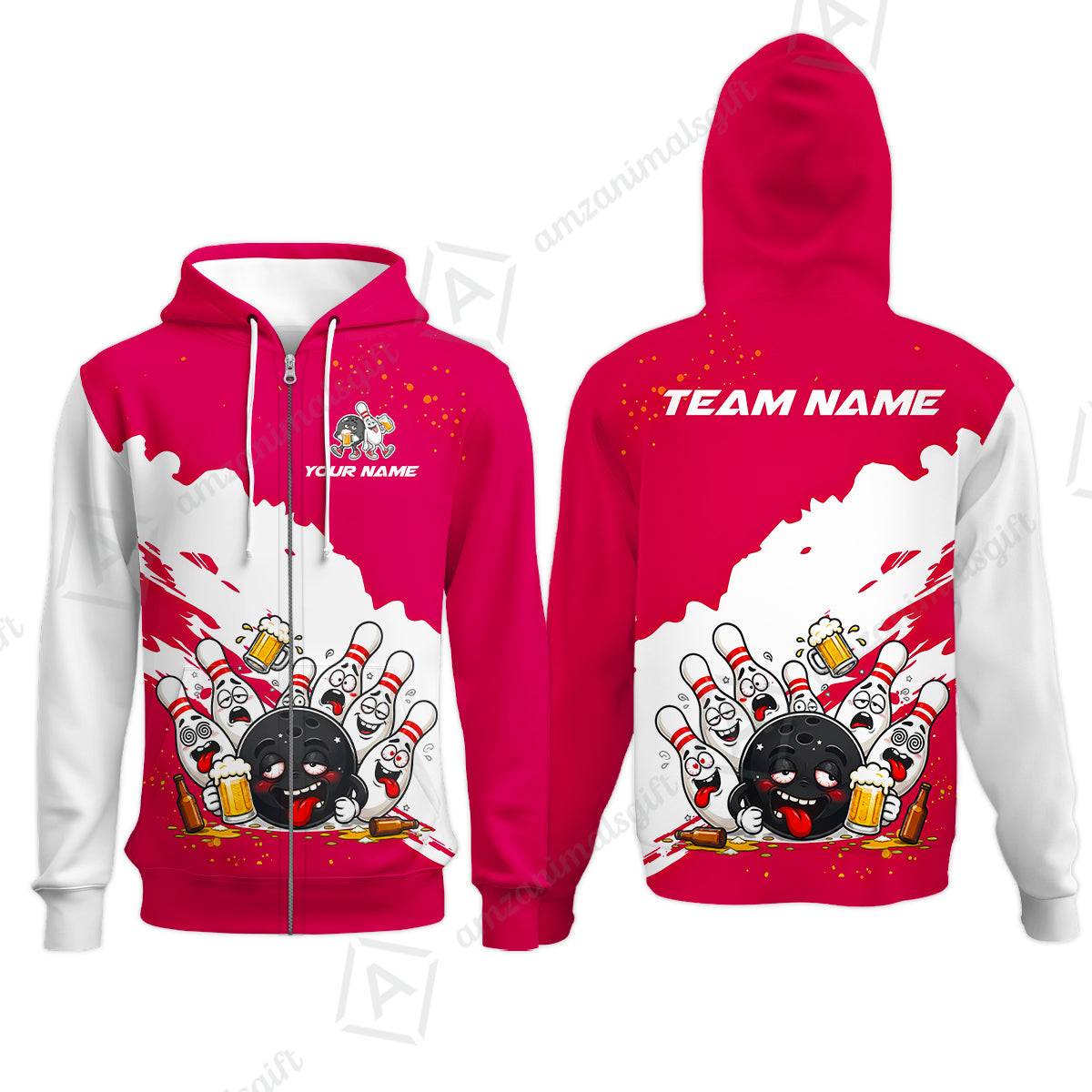 Zip Hoodie||Pink