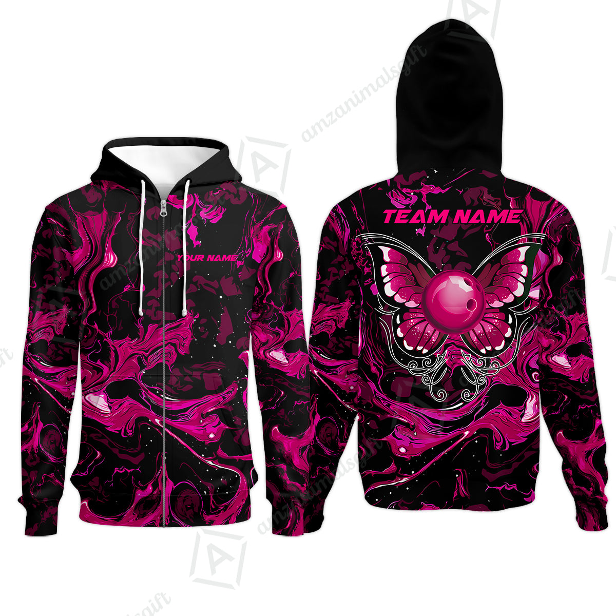 Zip Hoodie||Pink