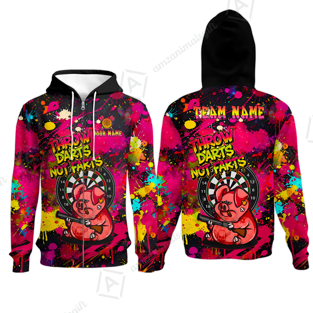 Zip Hoodie||Pink