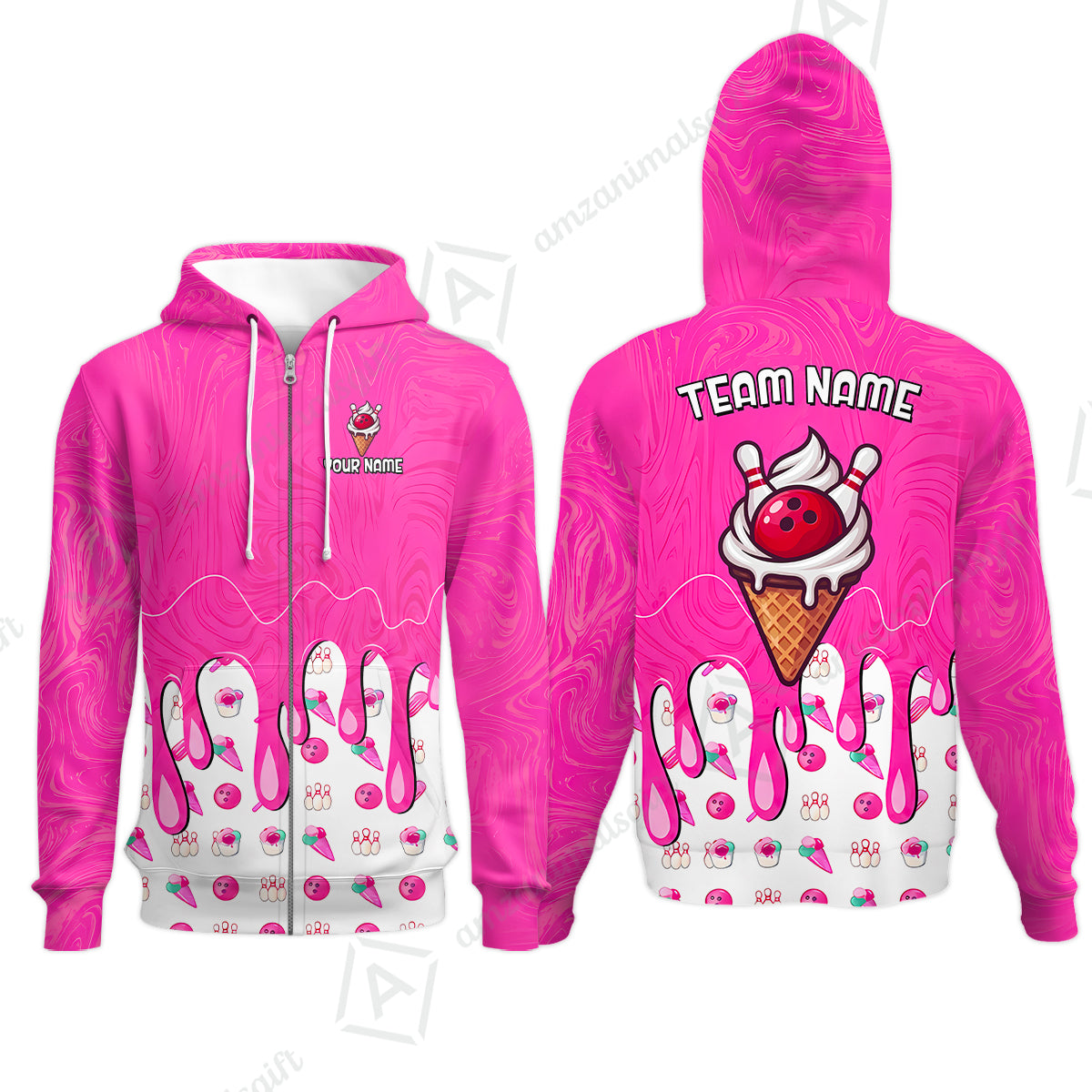 Zip Hoodie||Pink