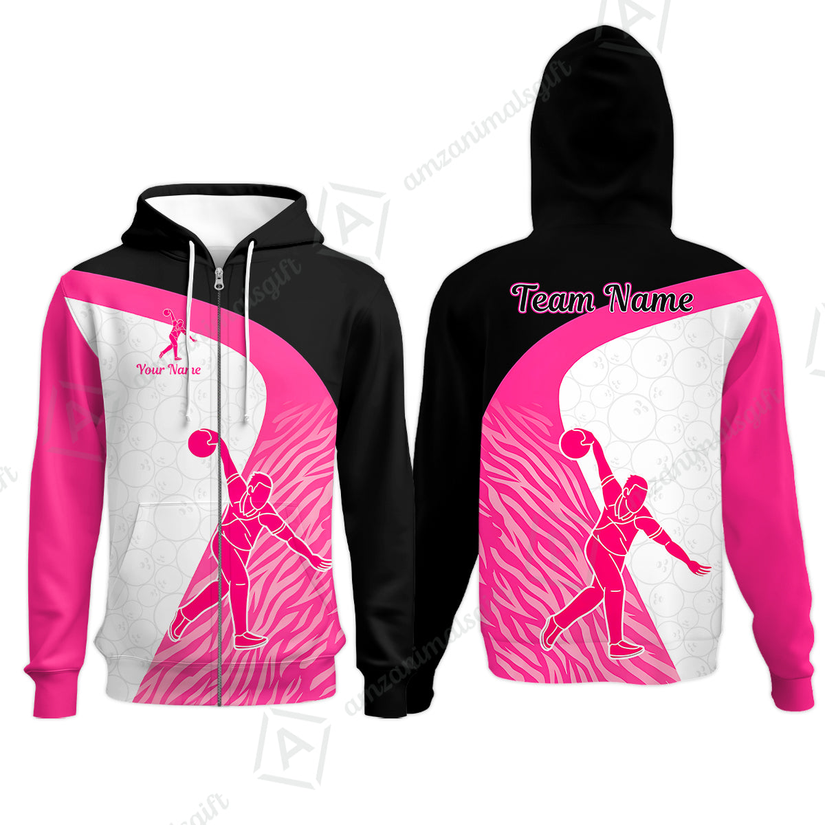 Zip Hoodie||Pink