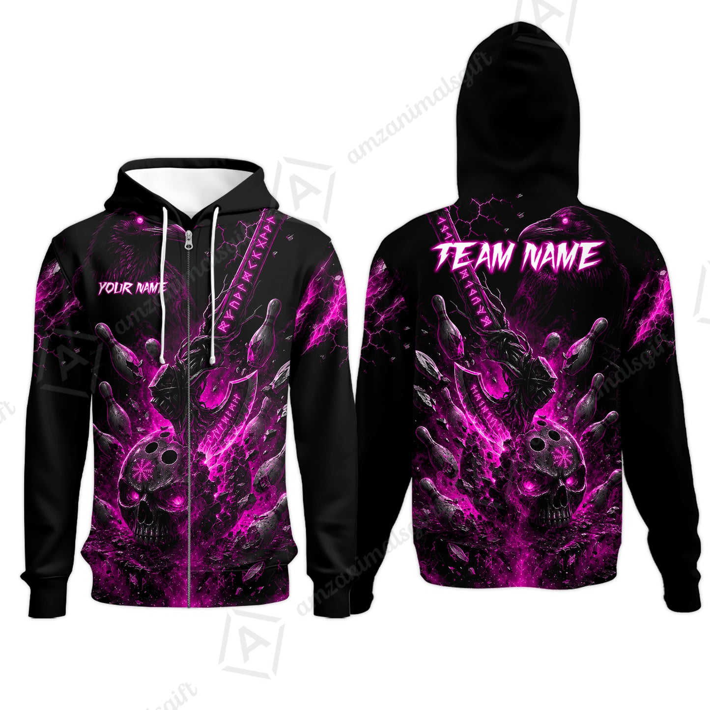 Zip Hoodie||Pink