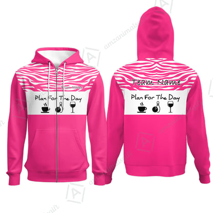 Custom Bowling Jersey Polo Shirt, Plan For The Day Zebra Pattern, Custom Bowling Jersey Team Shirt For Players With Name & Team Name
