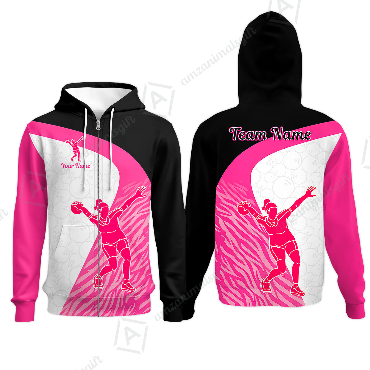 Zip Hoodie||Pink