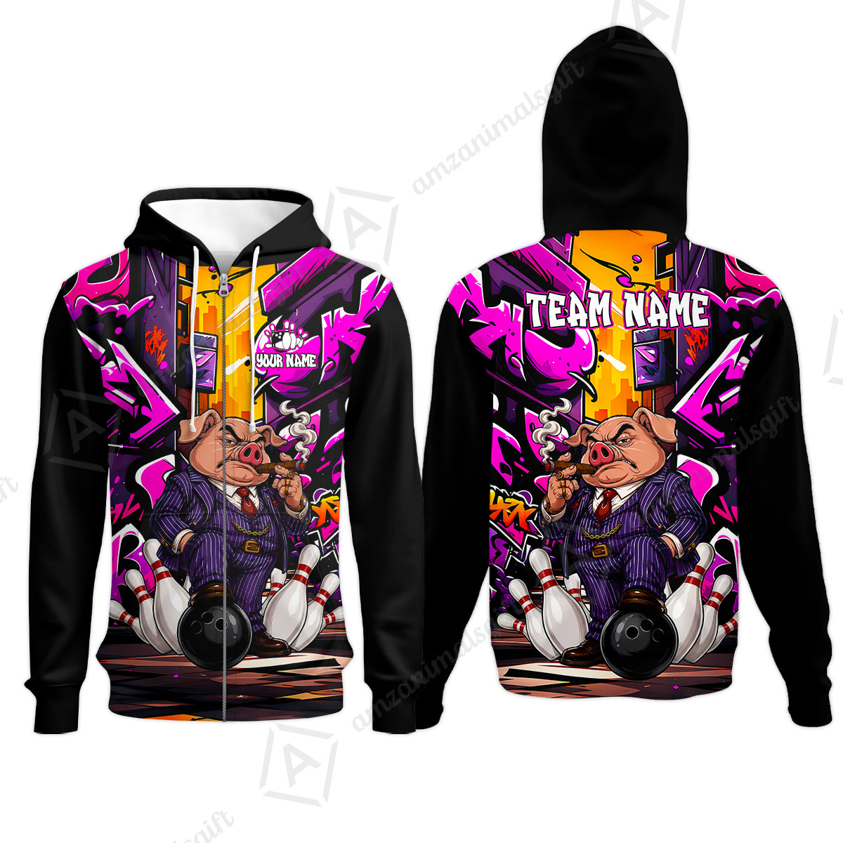 Zip Hoodie||Purple