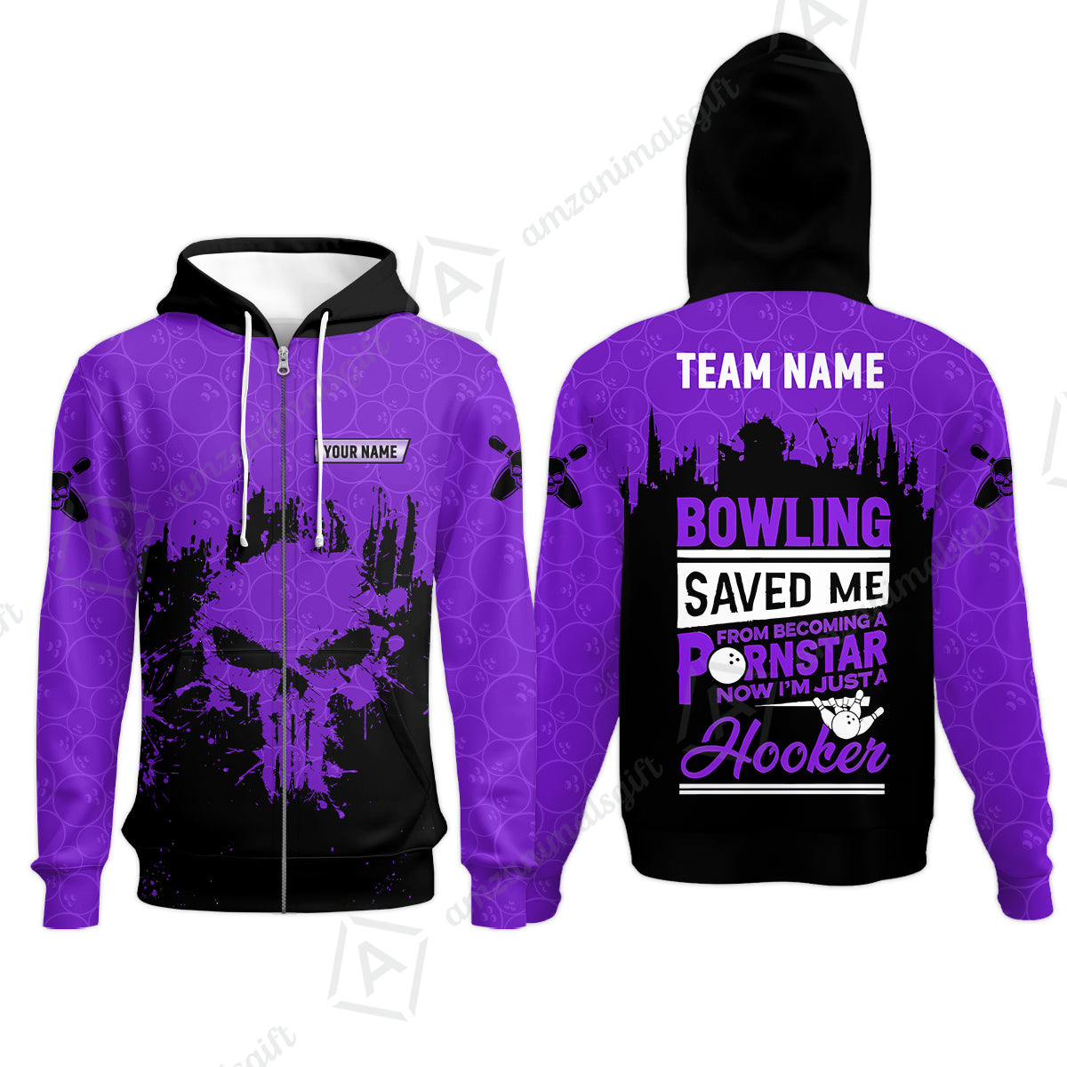 Zip Hoodie||Purple