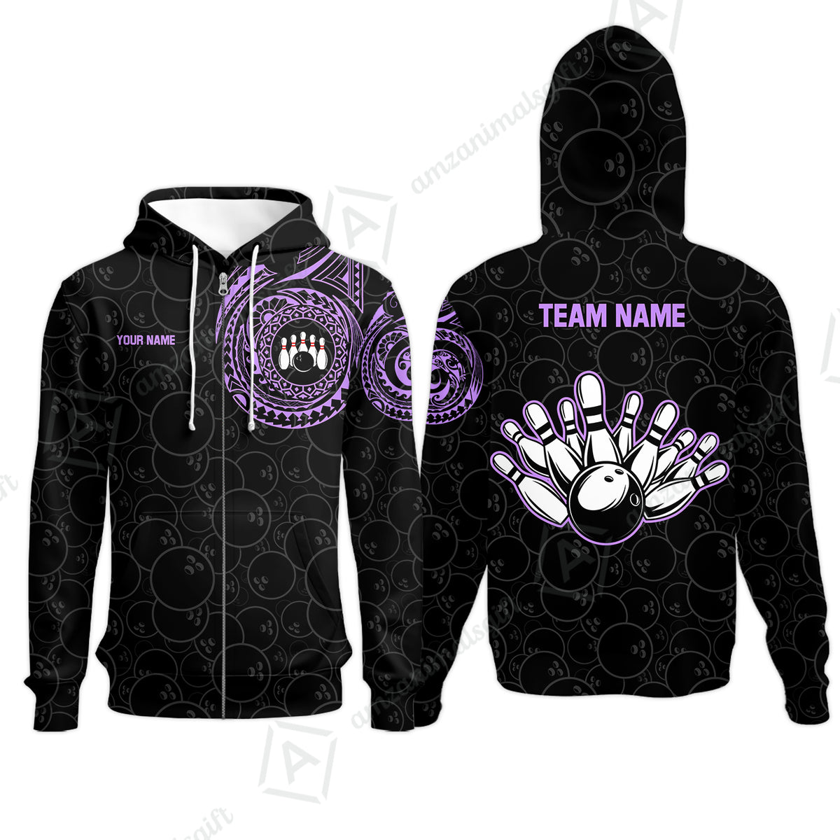 Zip Hoodie||Purple