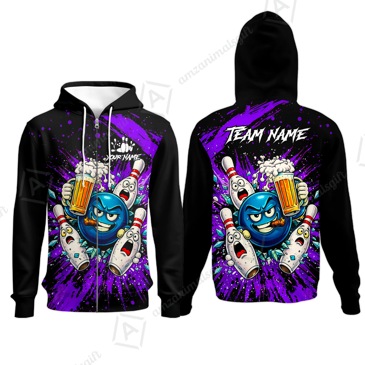 Zip Hoodie||Purple