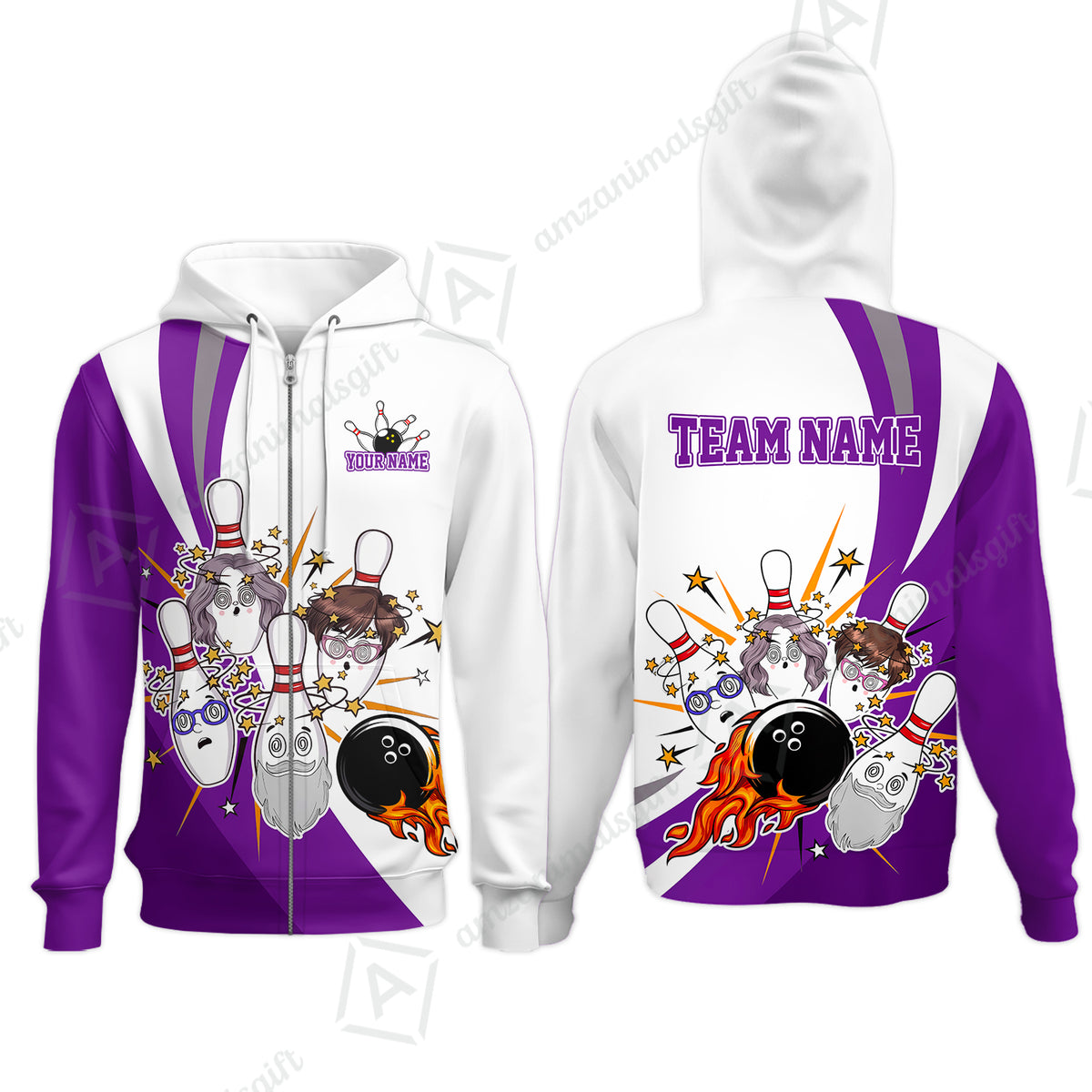 Zip Hoodie||Purple