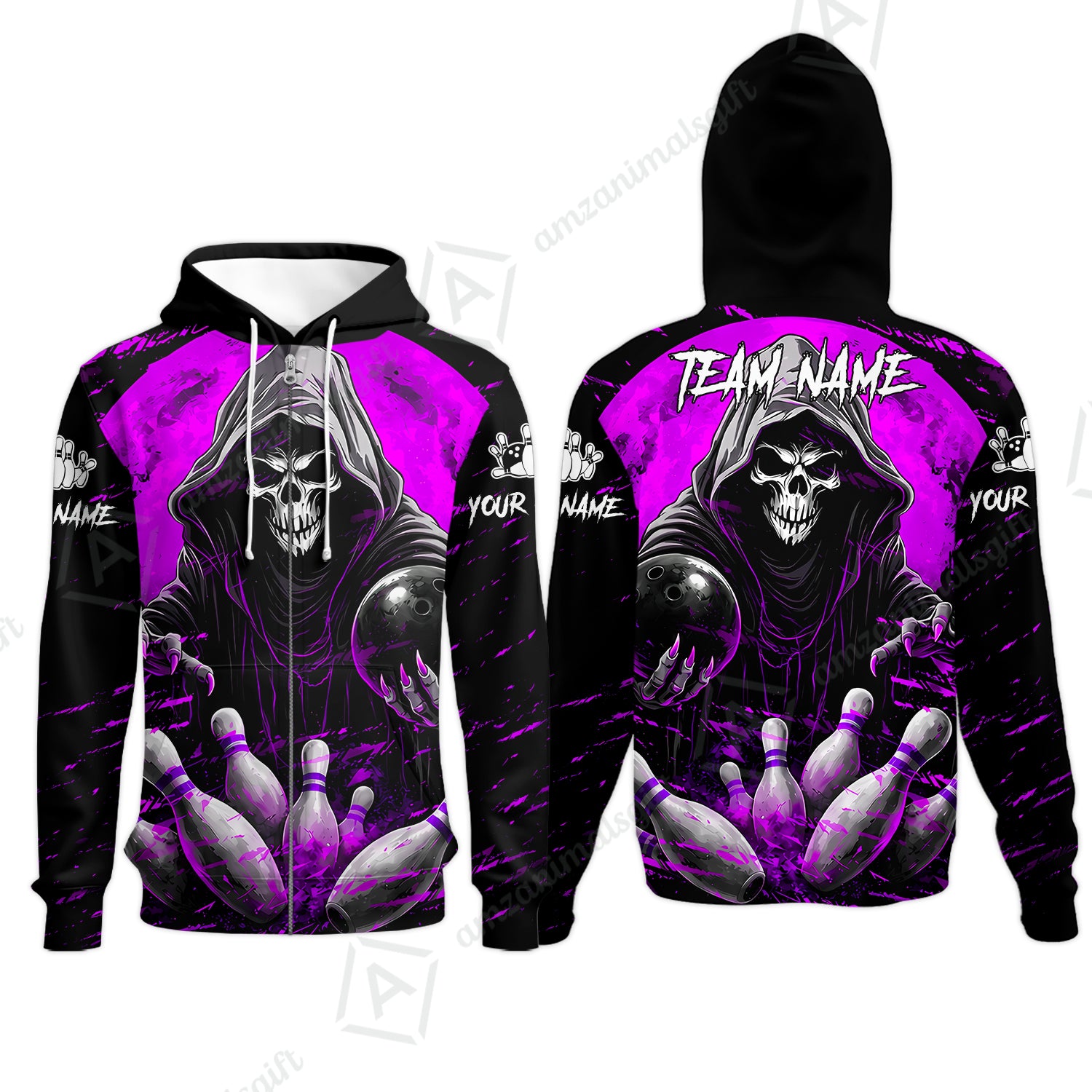 Zip Hoodie||Purple