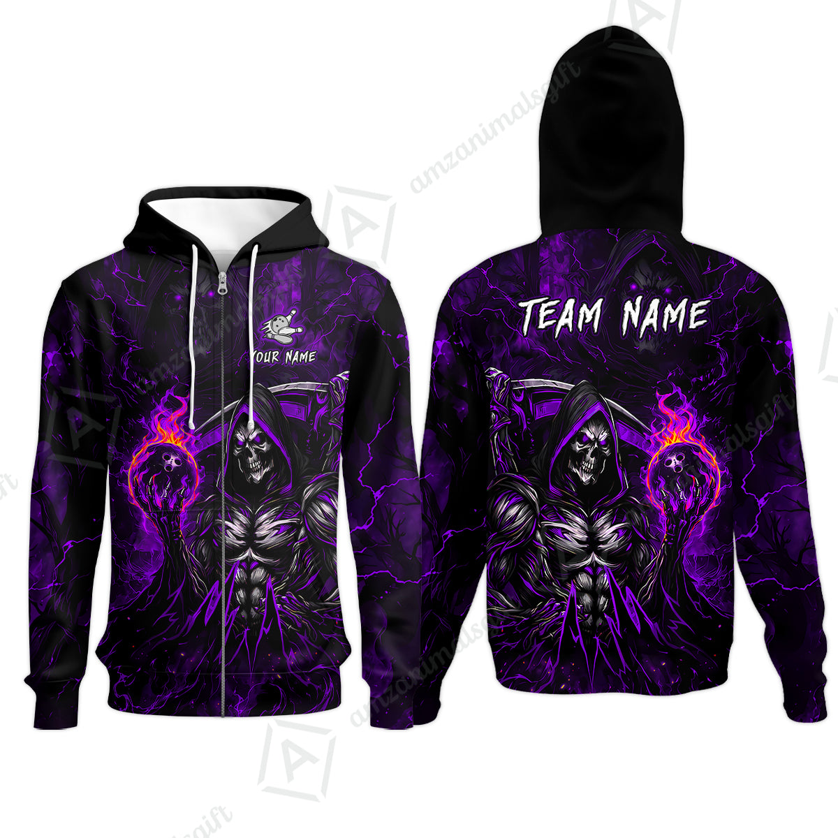 Zip Hoodie||Purple