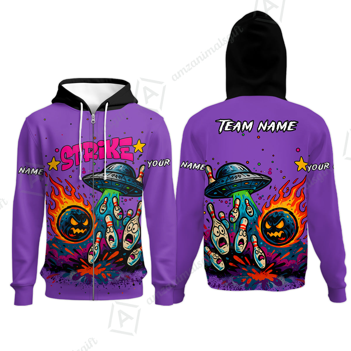 Zip Hoodie||Purple