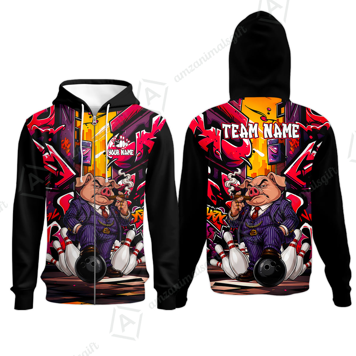 Zip Hoodie||Red