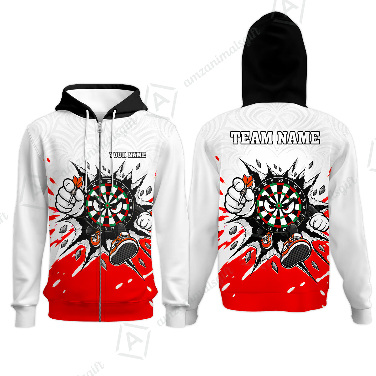 Zip Hoodie||Red