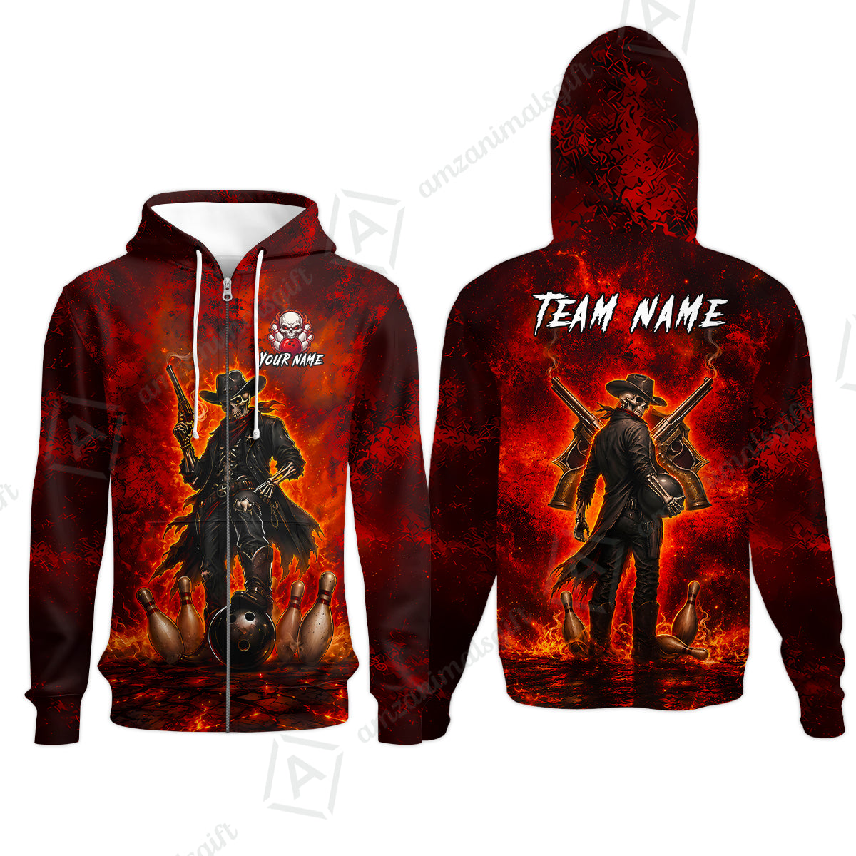 Zip Hoodie||Red