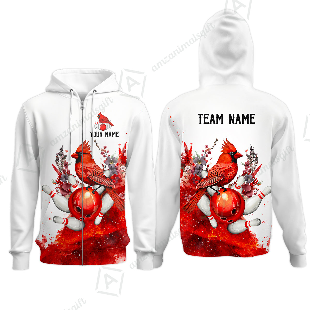 Zip Hoodie||Red