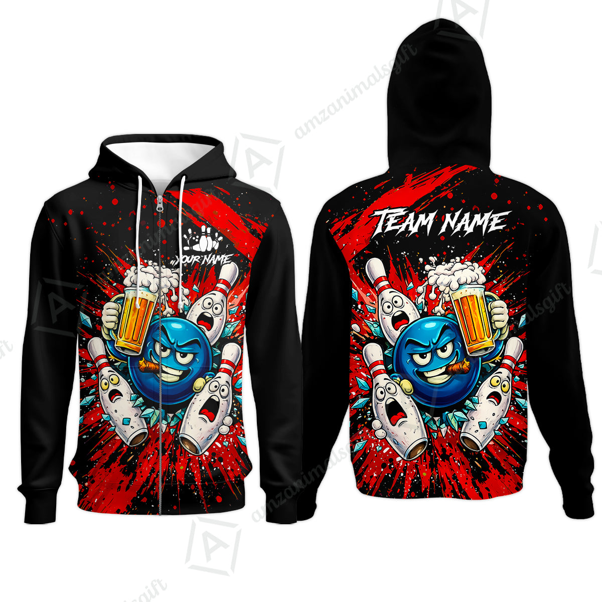 Zip Hoodie||Red