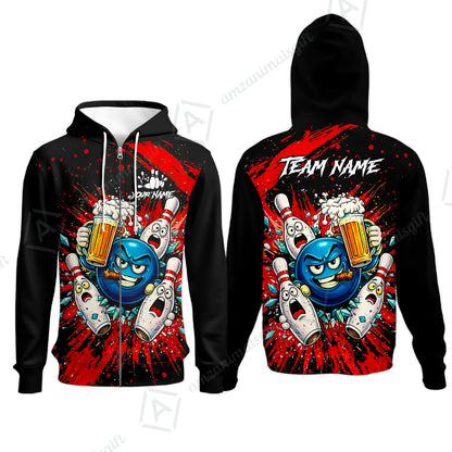 Zip Hoodie||Red