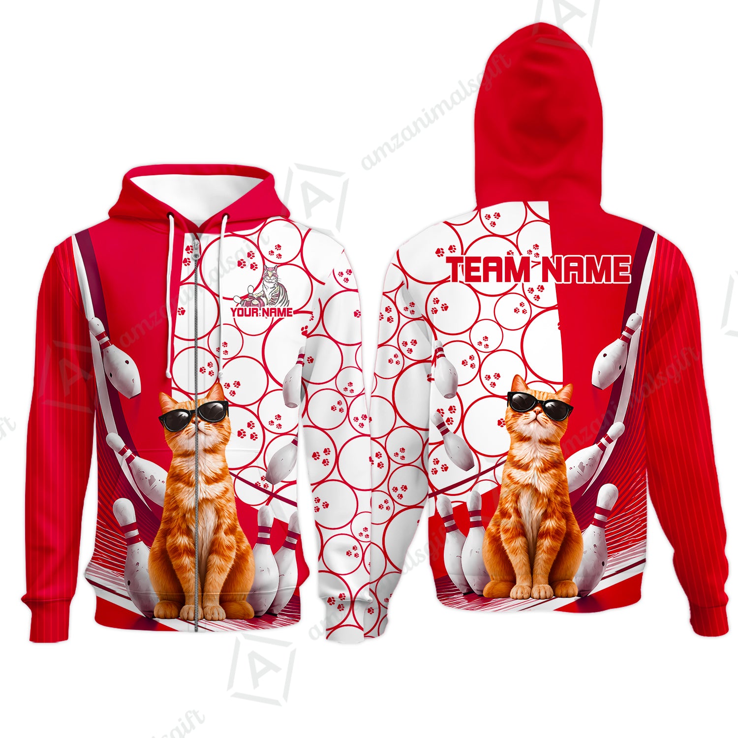 Zip Hoodie||Red
