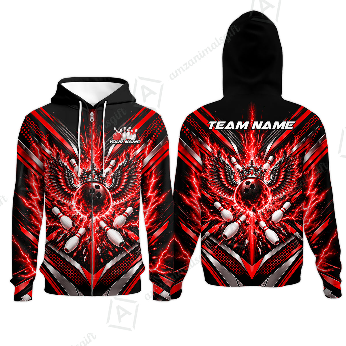 Zip Hoodie||Red