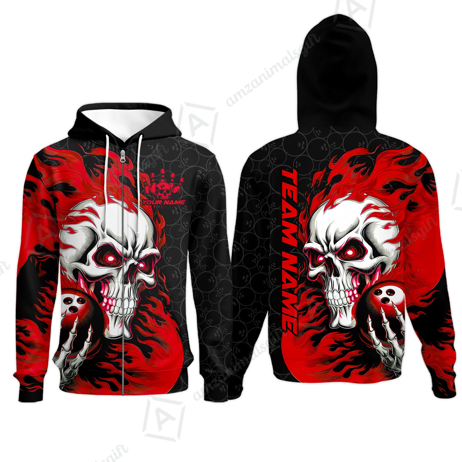 Zip Hoodie||Red