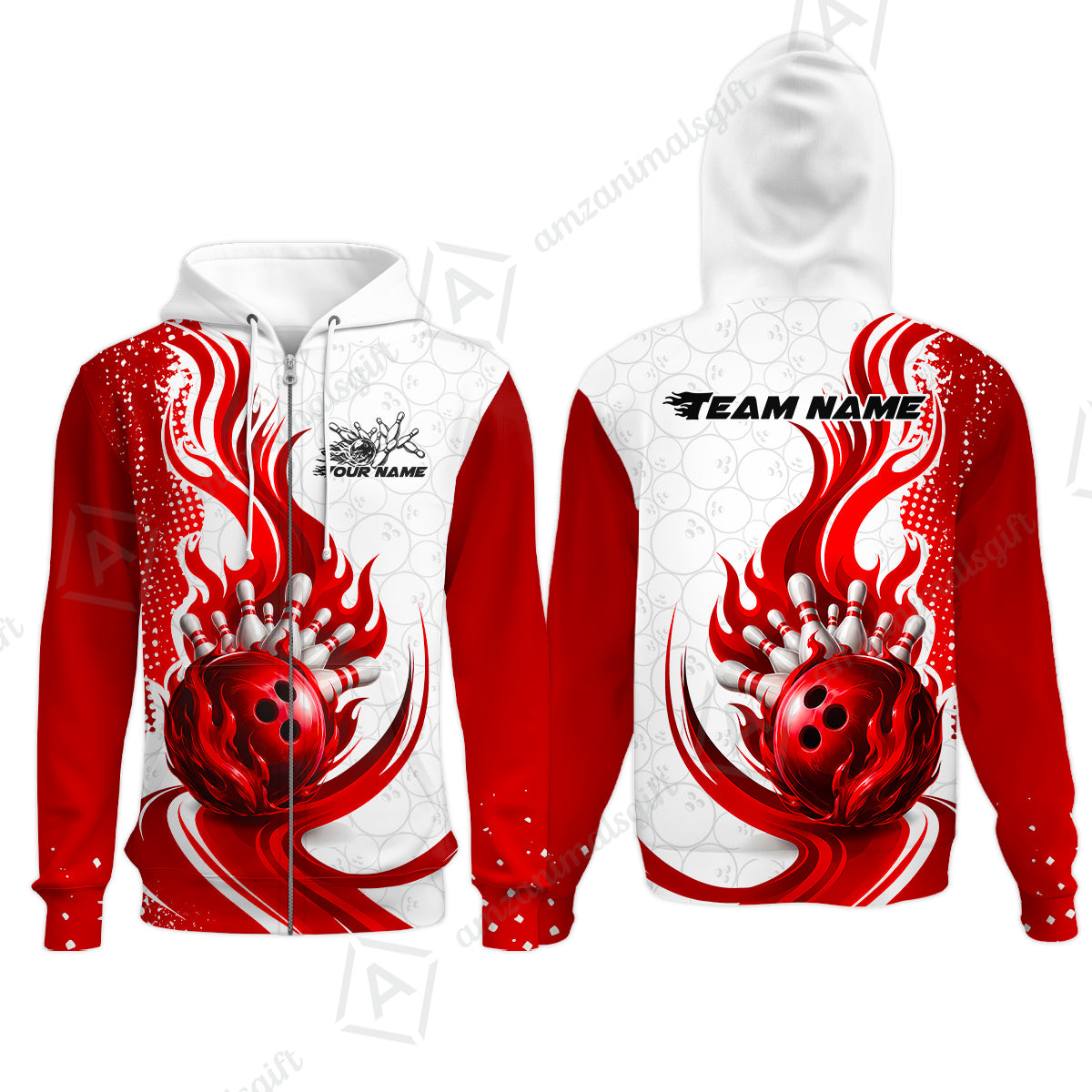 Zip Hoodie||Red